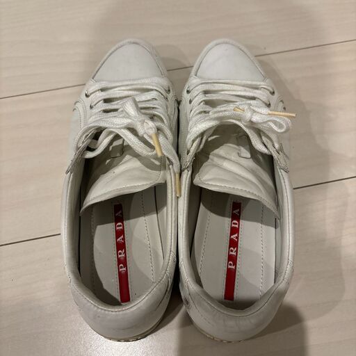 PRADA ホワイト　スニーカーレースアップ　日本サイズ24㎝　本物保証