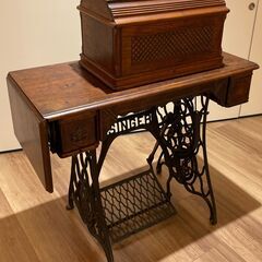 SINGER シンガー アンティーク 足踏み ミシン 引き出し付 稼働品