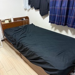 シングルベッド(マットレス付き)(収納付き)(電源付き)(USB...