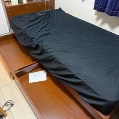 シングルベッド(マットレス付き)(収納付き)(電源付き)(USBポート付き)の画像