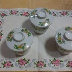 ◆【茶碗蒸し用/器(うつわ)・３個セット】　《花柄》　　※お取り...