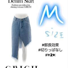 GROWING RICH アシンメトリー デニム スカート ミニ...