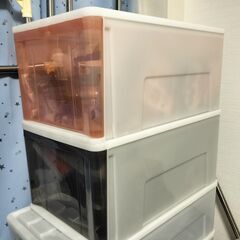【予約済】㉕カラフル 半透明プラスチック引き出し 大容量（2個セット）