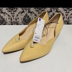 GUパンプス　パールスカラップ　yellow
