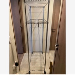 スチールラック 2段 シルバー キャスター付き　クローゼット　収納の画像