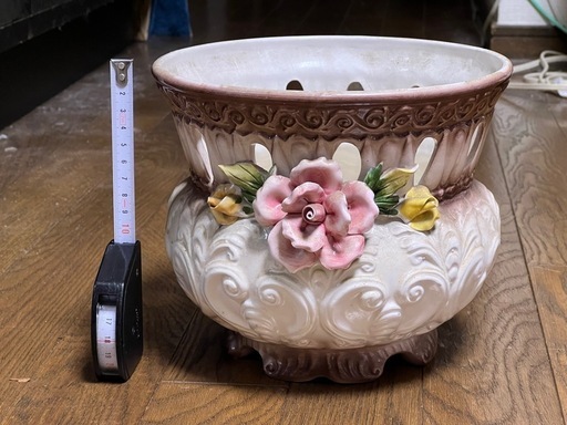 陶器製 鉢植ホルダーとスタンドのセット