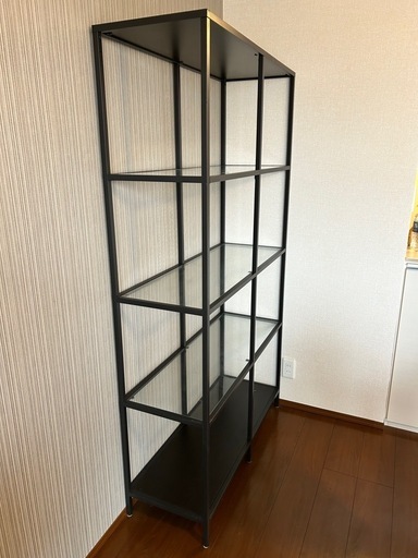 IKEA イケア シェルフユニット ブラックブラウン ガラス 100x175cm big80213314 VITTSJO