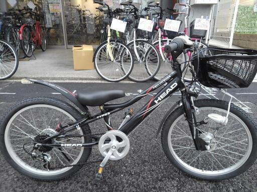 中古子供自転車３４３４　前後タイヤ新品！　２０インチ　６段ギヤ　LEDオートライト　他ハンドル左右上部２ヶ所・後ドロヨケ先端１ヶ所LED自動点灯　 身長１１１㎝前後