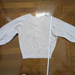 Mサイズ ライトグレー バルーンスリーブ Vネック ニットセーター