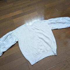 Mサイズ ライトグレー Vネック パフスリーブ ニット ガーリーの画像