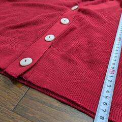 フリーサイズ 赤 五分袖 カーディガンの画像