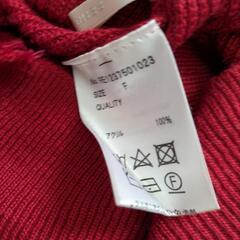 フリーサイズ 赤 五分袖 カーディガンの画像