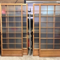 ⑥　建具　ガラス戸　引き戸　2枚組×2　(約)176cm×73c...