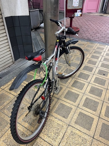 サスペンション付　マウンテンバイク 26インチ 6×3段変速 SPALDING MTB 自転車 シルバー 銀