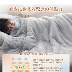 59a クモリ(Kumori)厚手 毛布 シングル 冬用 あったか 中綿入り ブランケット フランネル 三層構造 吸湿発熱 洗える　y030413aの画像