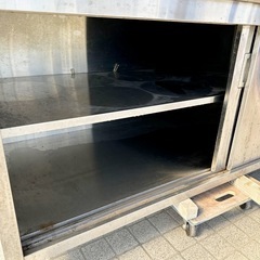 直接引き取り5％OFF 引戸付調理台 幅1800×奥行き750×高さ850ｍｍ ステンレス作業台 戸棚 食器庫 収納 業務用 厨房機器 収納棚 キッチン ガレージ 整備 台 棚　 の画像
