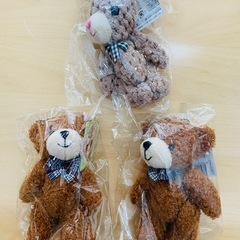 もふもふもこもこくまちゃん＆もこもこうさちゃんマスコットキーホルダー4個　バラ売り可の画像