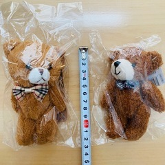 もふもふもこもこくまちゃん＆もこもこうさちゃんマスコットキーホルダー4個　バラ売り可の画像