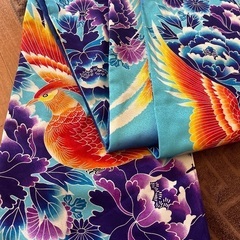 引き振袖　水色　鳳凰柄の画像