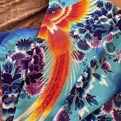 引き振袖　水色　鳳凰柄の画像