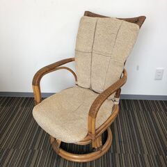 ☆カザマ ラタン KAZAMA 回転 籐家具 ハイバック チェア...