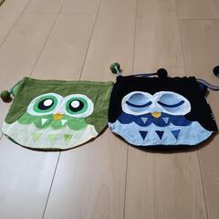 3月25日投稿終了フクロウとうさぎの巾着