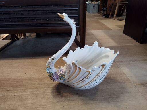 陶器 置物 インポート イタリア 白鳥 オブジェ