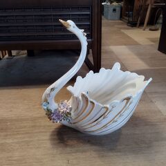 イタリア製 白鳥 スワン 陶器 入れ物 置物 オブジェ アンティ...