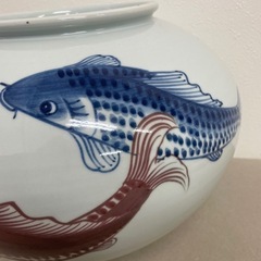 白雲　花瓶　鯉　壺　陶器　中古品　置き物　飾りインテリア
の画像