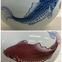 白雲　花瓶　鯉　壺　陶器　中古品　置き物　飾りインテリア
の画像