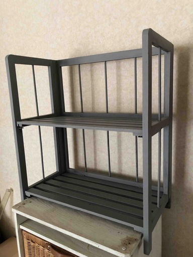 木製棚　折り畳みシェルフ　シャビーシック　ディスプレイ店舗什器
