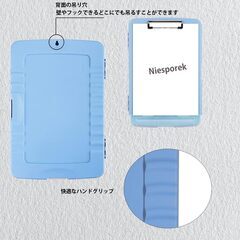【未使用】Niesporek クリップボードフォルダ A4 ファイルボード ルーズリーフ バインダーA4 2つ折り クリップボード 会議パッド クリップファイル 画板 メモパッド 書類ケース 収納仕切り 二つ折り 携帯便利 折り畳み式 多機能 事務用品 ペンホルダー ビジネス オフィス用品 防水ファイル保護(空色)の画像