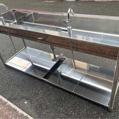 業務用 1槽シンク 蛇口付き 幅1800×奥600×高さ800+45(mm) バックガード付き 一槽シンク 一層シンク 1曹 流し台 大型シンク 大阪の画像