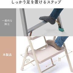 【未使用】脚立 踏み台 2段 折りたたみ コンパクト 耐荷重160kg 手すりなし 足場 ステップ 家庭用 軽量3.3 kg 完成品 トラック 義務化 滑り止め おしゃれ おすすめ EEX-KYA21の画像