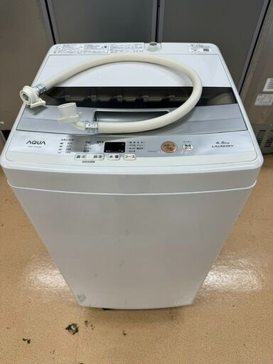 27.洗濯機/4.5キロ/4.5kg/ステンレス槽/1人暮らし/新生活/単身用/アクア/AQUA/AQW-S45E（W）/中古品/製造年/2018年