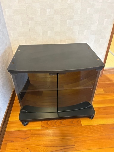 ①　テレビ台　ブラウン管　昭和　レトロ　ガラス扉　幅53.5cm