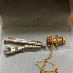 ネクタイピン　赤石タイビン　２点セットの画像