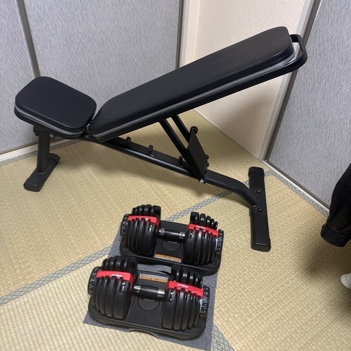 可変式ダンベルとベンチ
