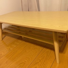 ニトリ　折りたたみテーブルラポール棚付き(ナチュラル)