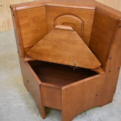 ≪zyt1961ジ≫ シギヤマ家具工業 コーナーベンチ ジャスミンIII 幅64cm 収納付き レトロ家具/木製家具/ダイニング/中古家具/宮城県仙台市 70215-04の画像