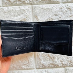 新品❤二つ折り 財布 本革 黒 2個セット 箱付 収納抜群 の画像