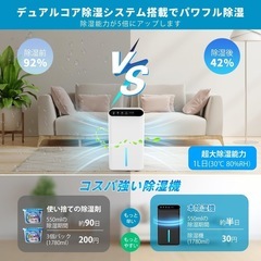 新品未使用✨️除湿機 小型 強力 乾燥 静音 空気清浄機 2.5L大容量 マイナスイオン機能
