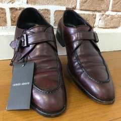 Giorgio Armani ダークブラウン モンクストラップシューズ