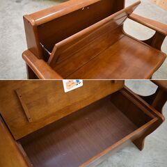 ≪zyt1962ジ≫ シギヤマ家具工業 2人掛けベンチ ジャスミン 収納付き OP肘掛付き 幅105cm レトロ家具/木製家具/ダイニング/中古家具/宮城県仙台市 70215-05の画像