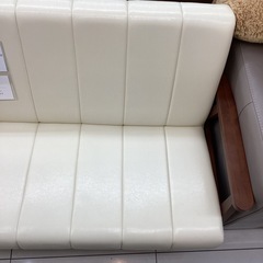 2人掛けソファー ホワイト×ブラウンの画像