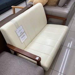 2人掛けソファー ホワイト×ブラウン