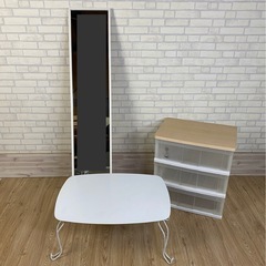 新生活　3点セット　ウッドトップチェスト　ローテーブル　スタンド...