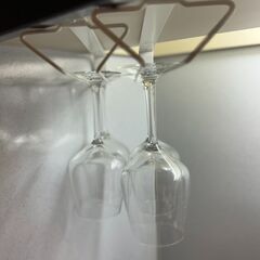 ワイングラスx4/グラス ラック 吊り下げx2/Ikea