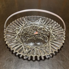 【アメリカンヴィンテージ】【新品未使用】フェデラル　パイオニア盛り皿　29cm ガラス製フルーツ皿　持ち手付き　U.S.Aの画像