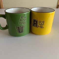 黄色緑色マグカップ2個セットの画像